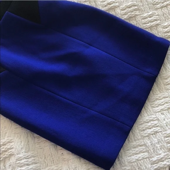 Milly Clarisse Combo Dress Wool Colorblock Cobalt